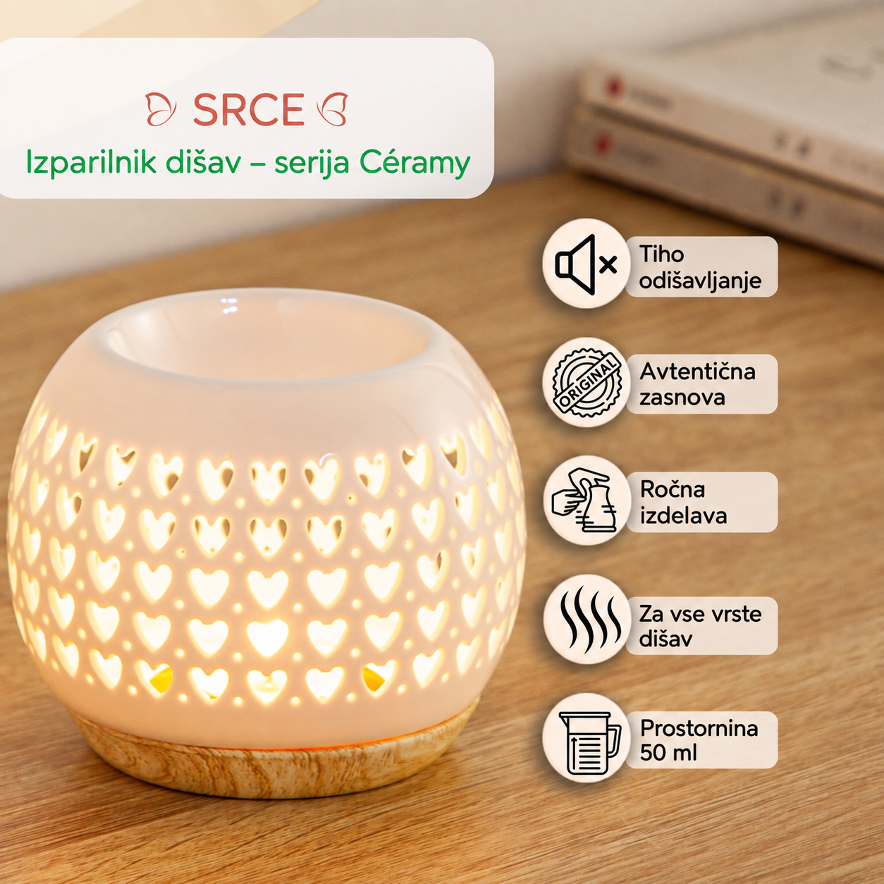 Keramični izparilnik eteričnih olj Srce - Image 2